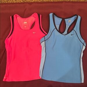 2 Nike Sports Tank Tops - 1 Blue & 1 Pink Tank Top (Pack of 2) - Size M